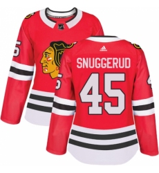Women's Adidas Chicago Blackhawks #45 Luc Snuggerud Authentic Red Home NHL Jersey