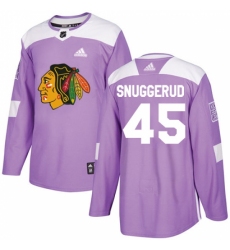 Youth Adidas Chicago Blackhawks #45 Luc Snuggerud Authentic Purple Fights Cancer Practice NHL Jersey