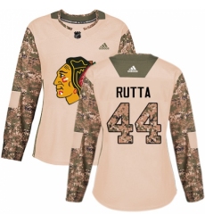 Women's Adidas Chicago Blackhawks #44 Jan Rutta Authentic Camo Veterans Day Practice NHL Jersey