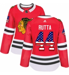 Women's Adidas Chicago Blackhawks #44 Jan Rutta Authentic Red USA Flag Fashion NHL Jersey