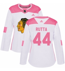 Women's Adidas Chicago Blackhawks #44 Jan Rutta Authentic White/Pink Fashion NHL Jersey