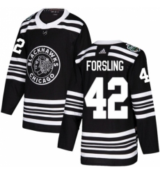 Men's Adidas Chicago Blackhawks #42 Gustav Forsling Authentic Black 2019 Winter Classic NHL Jersey