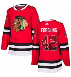Men's Adidas Chicago Blackhawks #42 Gustav Forsling Authentic Red Drift Fashion NHL Jersey