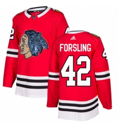 Men's Adidas Chicago Blackhawks #42 Gustav Forsling Authentic Red Fashion Gold NHL Jersey