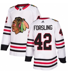 Men's Adidas Chicago Blackhawks #42 Gustav Forsling Authentic White Away NHL Jersey