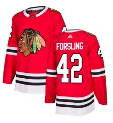 Men's Adidas Chicago Blackhawks #42 Gustav Forsling Premier Red Home NHL Jersey
