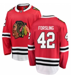 Men's Chicago Blackhawks #42 Gustav Forsling Fanatics Branded Red Home Breakaway NHL Jersey