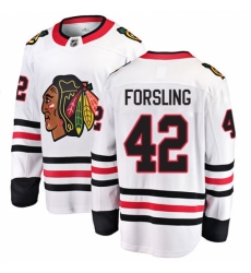 Men's Chicago Blackhawks #42 Gustav Forsling Fanatics Branded White Away Breakaway NHL Jersey