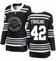 Women's Chicago Blackhawks #42 Gustav Forsling Black 2019 Winter Classic Fanatics Branded Breakaway NHL Jersey