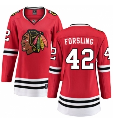 Women's Chicago Blackhawks #42 Gustav Forsling Fanatics Branded Red Home Breakaway NHL Jersey