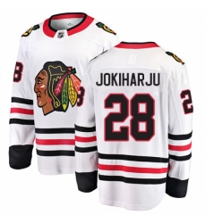 Men's Chicago Blackhawks #28 Henri Jokiharju Fanatics Branded White Away Breakaway NHL Jersey
