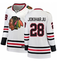 Women's Chicago Blackhawks #28 Henri Jokiharju Authentic White Away Fanatics Branded Breakaway NHL Jersey