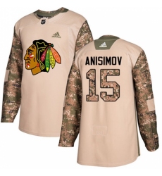 Men's Adidas Chicago Blackhawks #15 Artem Anisimov Authentic Camo Veterans Day Practice NHL Jersey