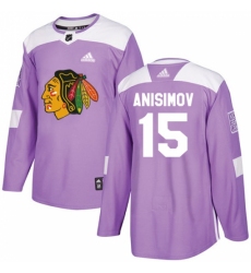 Men's Adidas Chicago Blackhawks #15 Artem Anisimov Authentic Purple Fights Cancer Practice NHL Jersey