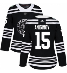 Women's Adidas Chicago Blackhawks #15 Artem Anisimov Authentic Black 2019 Winter Classic NHL Jersey