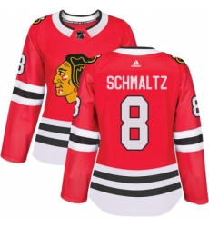 Women's Adidas Chicago Blackhawks #8 Nick Schmaltz Authentic Red Home NHL Jersey