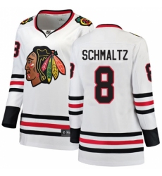 Women's Chicago Blackhawks #8 Nick Schmaltz Authentic White Away Fanatics Branded Breakaway NHL Jersey