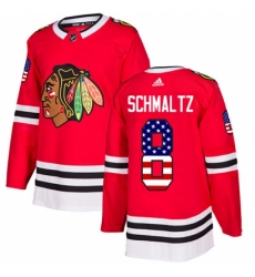 Youth Adidas Chicago Blackhawks #8 Nick Schmaltz Authentic Red USA Flag Fashion NHL Jersey