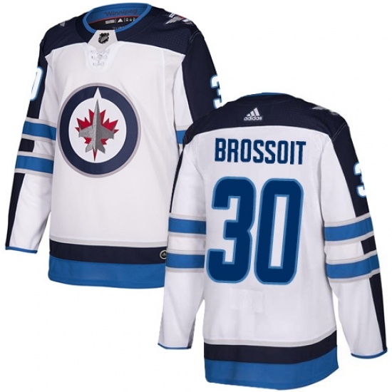 Men's Adidas Winnipeg Jets #30 Laurent Brossoit Authentic White Away NHL Jersey Men's Adidas Winnipeg Jets #30 Laurent Brossoit Authentic White Away NHL Jersey