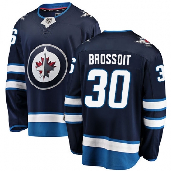 Men's Winnipeg Jets #30 Laurent Brossoit Fanatics Branded Navy Blue Home Breakaway NHL Jersey Men's Winnipeg Jets #30 Laurent Brossoit Fanatics Branded Navy Blue Home Breakaway NHL Jersey