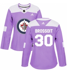Women's Adidas Winnipeg Jets #30 Laurent Brossoit Authentic Purple Fights Cancer Practice NHL Jersey Women's Adidas Winnipeg Jets #30 Laurent Brossoit Authentic Purple Fights Cancer Practice NHL Jersey