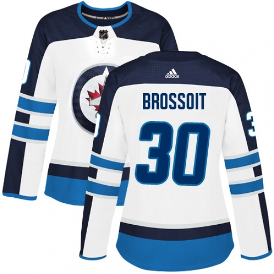 Women's Adidas Winnipeg Jets #30 Laurent Brossoit Authentic White Away NHL Jersey Women's Adidas Winnipeg Jets #30 Laurent Brossoit Authentic White Away NHL Jersey