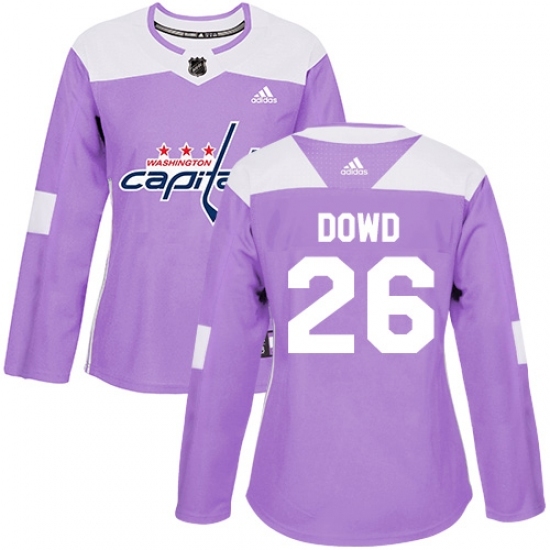 Women's Adidas Washington Capitals #26 Nic Dowd Authentic Purple Fights Cancer Practice NHL Jersey Women's Adidas Washington Capitals #26 Nic Dowd Authentic Purple Fights Cancer Practice NHL Jersey