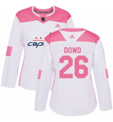 Women's Adidas Washington Capitals #26 Nic Dowd Authentic White Pink Fashion NHL Jersey