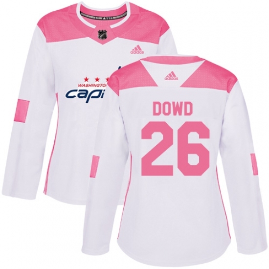 Women's Adidas Washington Capitals #26 Nic Dowd Authentic White Pink Fashion NHL Jersey Women's Adidas Washington Capitals #26 Nic Dowd Authentic White Pink Fashion NHL Jersey