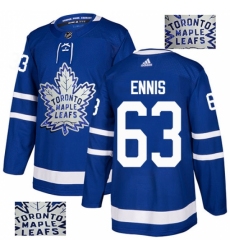 Men's Adidas Toronto Maple Leafs #63 Tyler Ennis Authentic Royal Blue Fashion Gold NHL Jersey