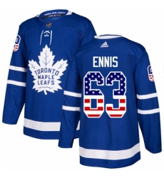 Men's Adidas Toronto Maple Leafs #63 Tyler Ennis Authentic Royal Blue USA Flag Fashion NHL Jersey