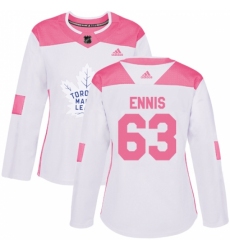 Women's Adidas Toronto Maple Leafs #63 Tyler Ennis Authentic White Pink Fashion NHL Jersey