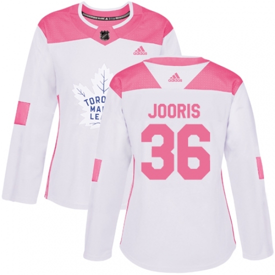 Women's Adidas Toronto Maple Leafs #36 Josh Jooris Authentic White Pink Fashion NHL Jersey Women's Adidas Toronto Maple Leafs #36 Josh Jooris Authentic White Pink Fashion NHL Jersey