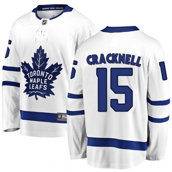 Men's Toronto Maple Leafs #15 Adam Cracknell Authentic White Away Fanatics Branded Breakaway NHL Jersey Men's Toronto Maple Leafs #15 Adam Cracknell Authentic White Away Fanatics Branded Breakaway NHL Jersey