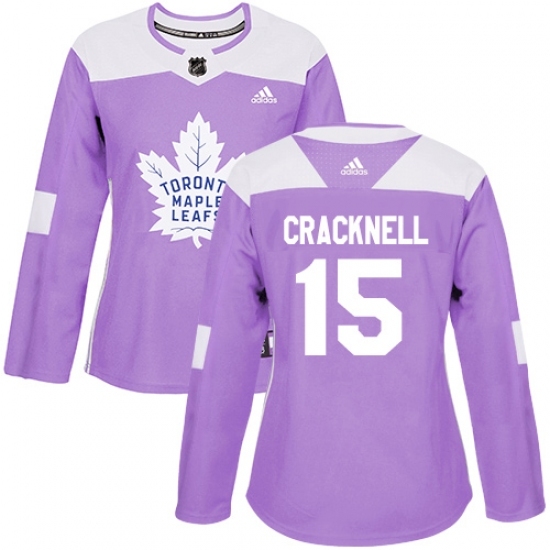Women's Adidas Toronto Maple Leafs #15 Adam Cracknell Authentic Purple Fights Cancer Practice NHL Jersey Women's Adidas Toronto Maple Leafs #15 Adam Cracknell Authentic Purple Fights Cancer Practice NHL Jersey