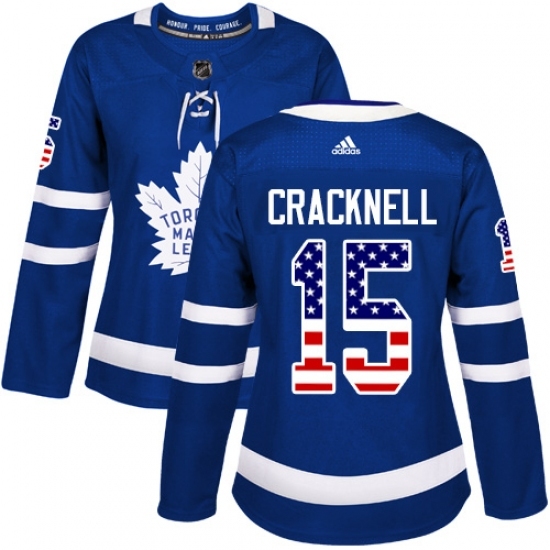 Women's Adidas Toronto Maple Leafs #15 Adam Cracknell Authentic Royal Blue USA Flag Fashion NHL Jersey Women's Adidas Toronto Maple Leafs #15 Adam Cracknell Authentic Royal Blue USA Flag Fashion NHL Jersey