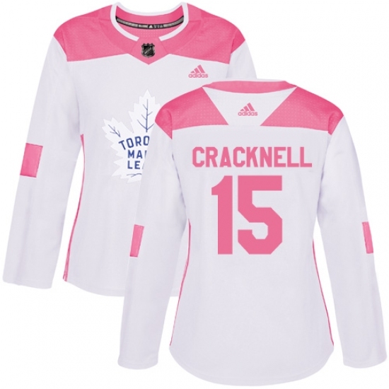 Women's Adidas Toronto Maple Leafs #15 Adam Cracknell Authentic White Pink Fashion NHL Jersey Women's Adidas Toronto Maple Leafs #15 Adam Cracknell Authentic White Pink Fashion NHL Jersey