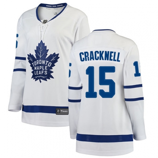 Women's Toronto Maple Leafs #15 Adam Cracknell Authentic White Away Fanatics Branded Breakaway NHL Jersey Women's Toronto Maple Leafs #15 Adam Cracknell Authentic White Away Fanatics Branded Breakaway NHL Jersey