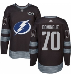 Men's Adidas Tampa Bay Lightning #70 Louis Domingue Authentic Black 1917-2017 100th Anniversary NHL Jersey