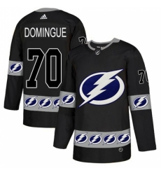 Men's Adidas Tampa Bay Lightning #70 Louis Domingue Authentic Black Team Logo Fashion NHL Jersey