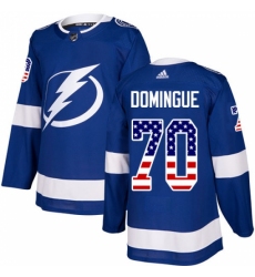 Men's Adidas Tampa Bay Lightning #70 Louis Domingue Authentic Blue USA Flag Fashion NHL Jersey