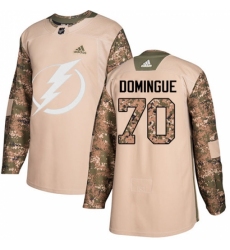 Men's Adidas Tampa Bay Lightning #70 Louis Domingue Authentic Camo Veterans Day Practice NHL Jersey