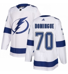 Men's Adidas Tampa Bay Lightning #70 Louis Domingue Authentic White Away NHL Jersey
