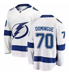 Men's Tampa Bay Lightning #70 Louis Domingue Fanatics Branded White Away Breakaway NHL Jersey