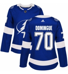 Women's Adidas Tampa Bay Lightning #70 Louis Domingue Authentic Royal Blue Home NHL Jersey