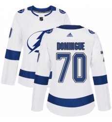 Women's Adidas Tampa Bay Lightning #70 Louis Domingue Authentic White Away NHL Jersey
