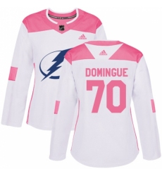 Women's Adidas Tampa Bay Lightning #70 Louis Domingue Authentic White Pink Fashion NHL Jersey