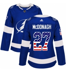 Women's Adidas Tampa Bay Lightning #27 Ryan McDonagh Authentic Blue USA Flag Fashion NHL Jersey