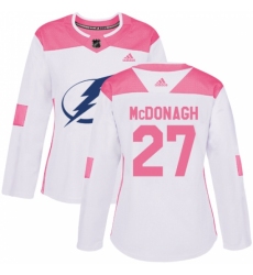 Women's Adidas Tampa Bay Lightning #27 Ryan McDonagh Authentic White Pink Fashion NHL Jersey