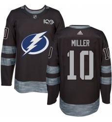 Men's Adidas Tampa Bay Lightning #10 J.T. Miller Authentic Black 1917-2017 100th Anniversary NHL Jersey Men's Adidas Tampa Bay Lightning #10 J.T. Miller Authentic Black 1917-2017 100th Anniversary NHL Jersey
